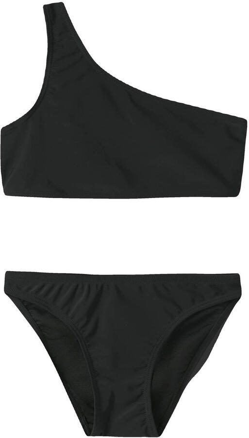 LMTD one shoulder crop bikini zwart