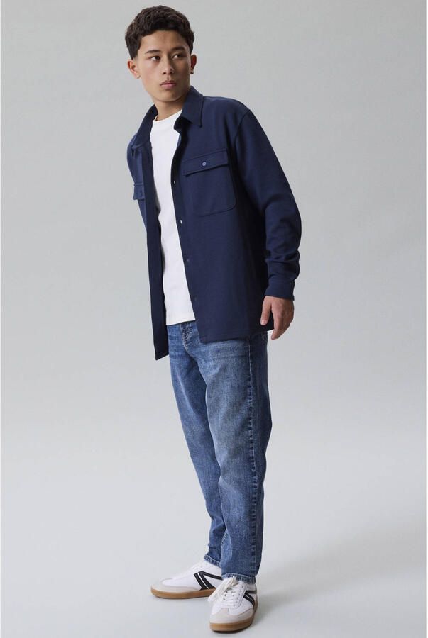LMTD overhemd donkerblauw Jongens Polyester Button down Effen