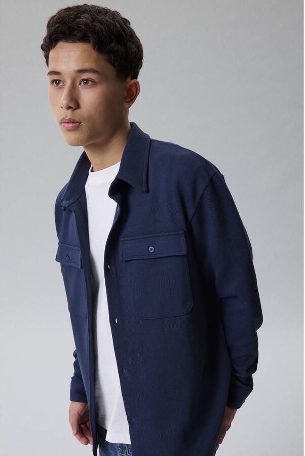 LMTD overhemd donkerblauw Jongens Polyester Button down Effen - Foto 2