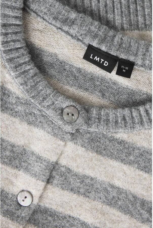 LMTD regular fit gebreid gestreept vest met wol grijs - Foto 2