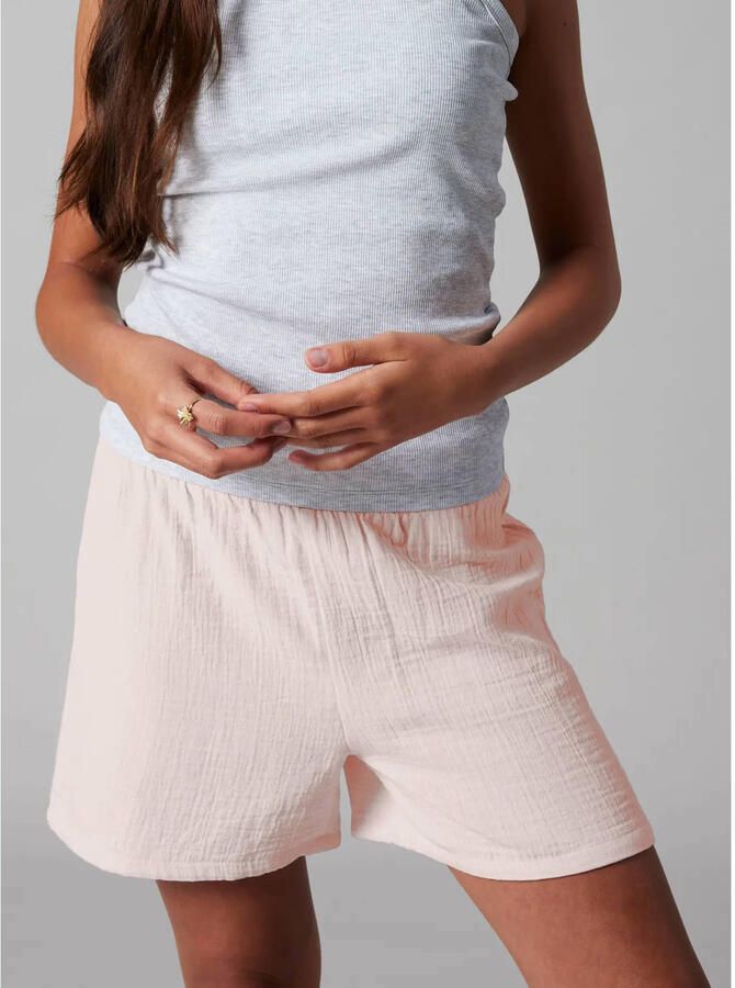 LMTD relaxed regular waist casual short lichtroze met textuur