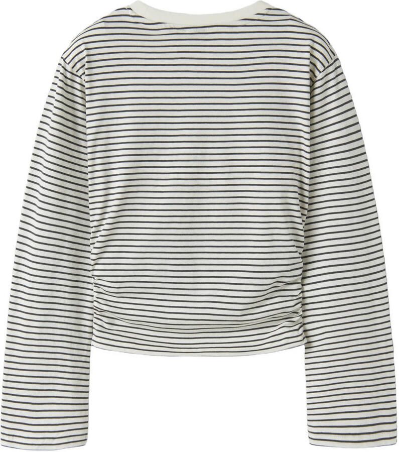 LMTD slim fit gestreepte longsleeve met plooien donkerblauw - Foto 2