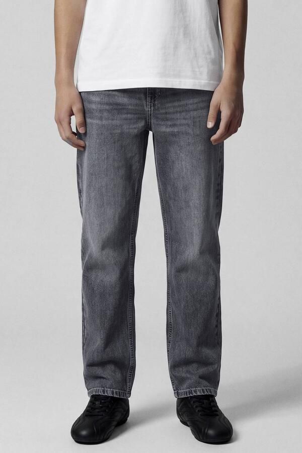LMTD straight leg jeans grey denim Grijs Effen
