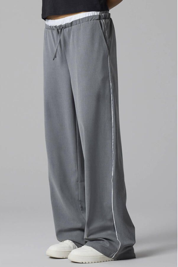 LMTD wide leg casual broek grijs