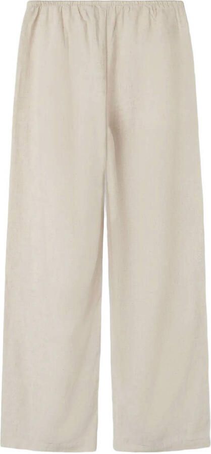 LMTD wide leg casual broek met linnen ecru - Foto 3