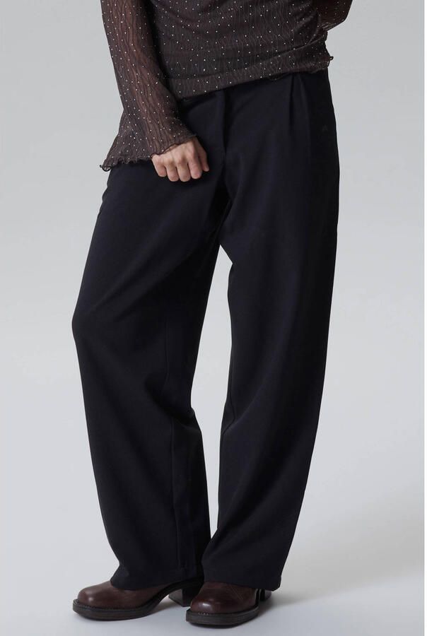 LMTD wide leg casual broek met plooien zwart