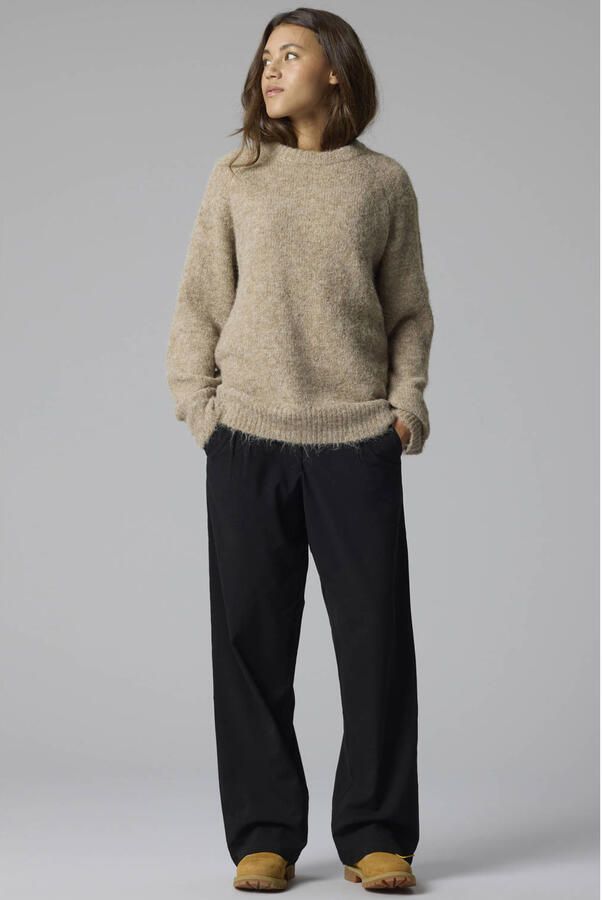 LMTD wide leg casual broek met plooien zwart - Foto 2