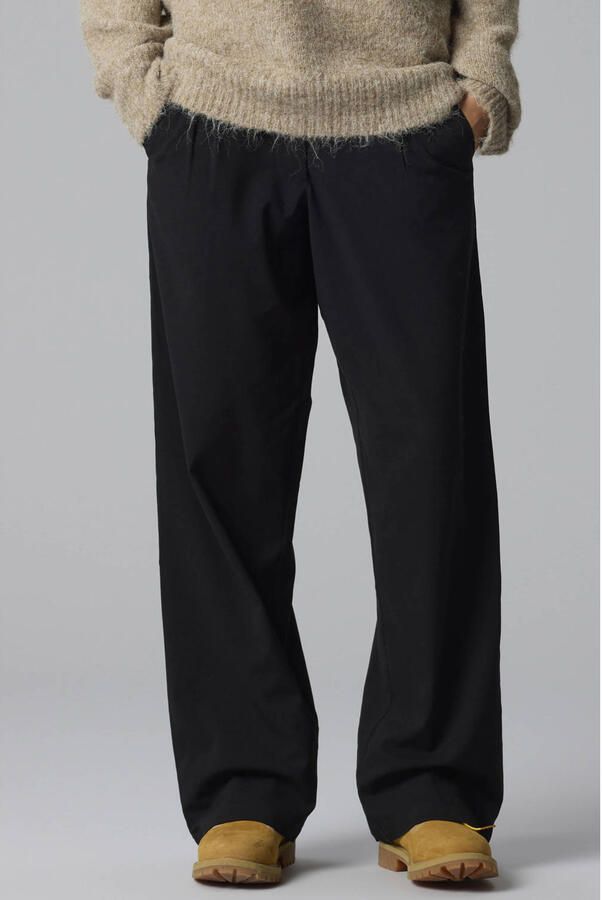 LMTD wide leg casual broek met plooien zwart - Foto 3