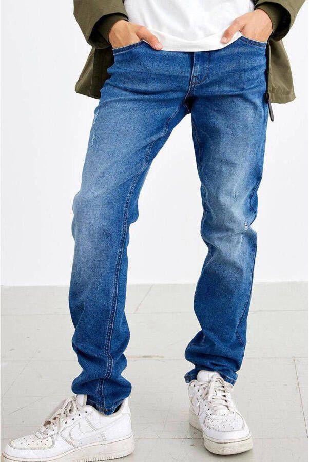 LMTD regular fit jeans NLMTOMO stonewashed Blauw Jongens Stretchdenim 140