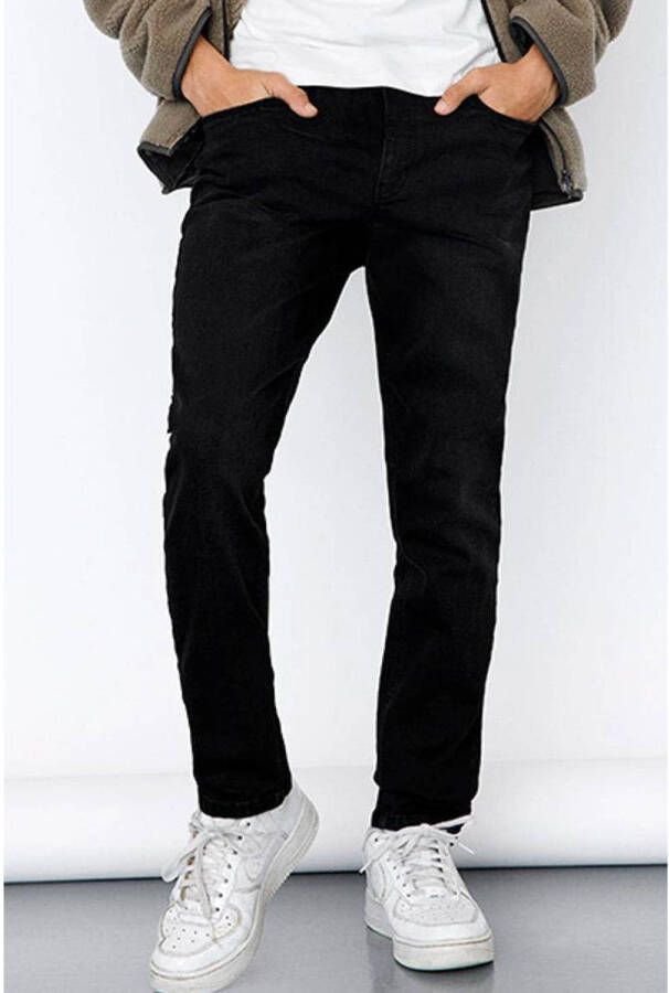 LMTD slim fit jeans NLMTOMO zwart Jongens Stretchdenim 146