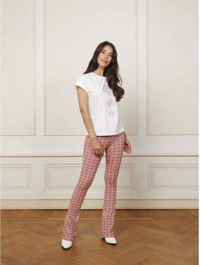 Lofty Manner high waist flared broek Aisha met grafische print multi zigzag