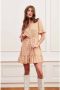 Lofty Manner jurk Dress Nynke met all over print en ceintuur oranje - Thumbnail 1