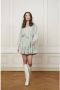 Lofty Manner jurk Sammi met grafische print en ruches mint - Thumbnail 1