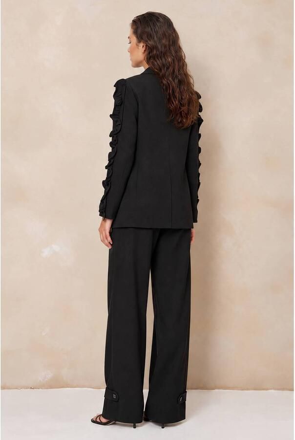 Lofty Manner blazer met ruches zwart - Foto 2