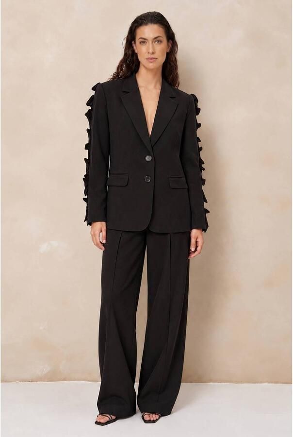 Lofty Manner blazer met ruches zwart - Foto 3