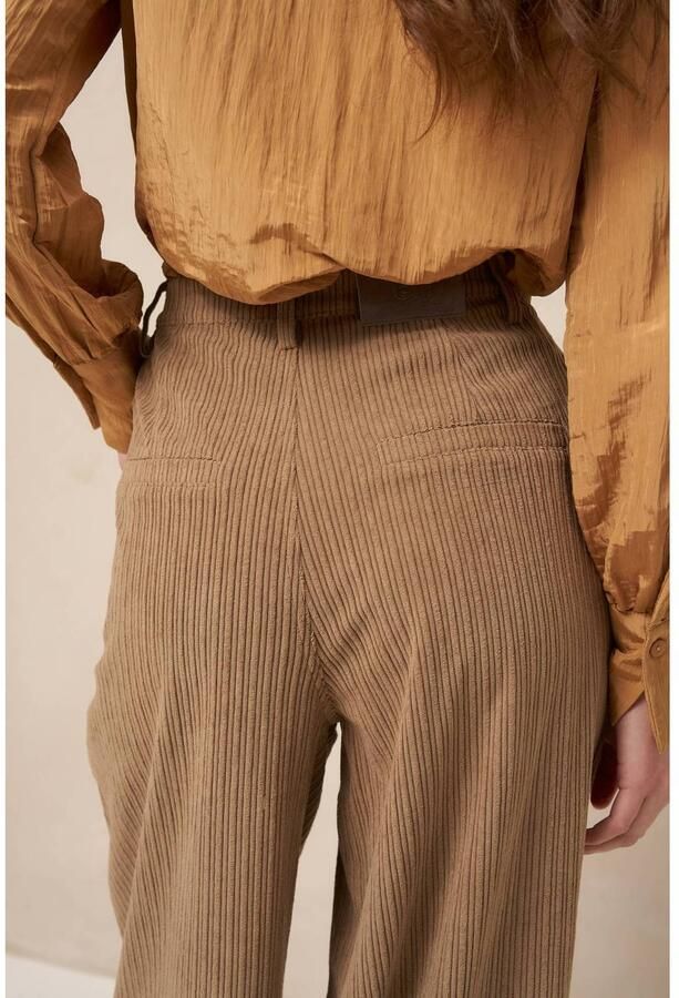 Lofty Manner corduroy wide leg broek lichtbruin