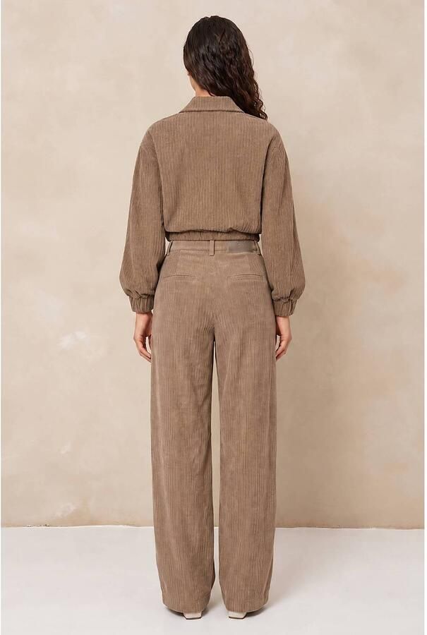 Lofty Manner corduroy wide leg broek lichtbruin - Foto 2