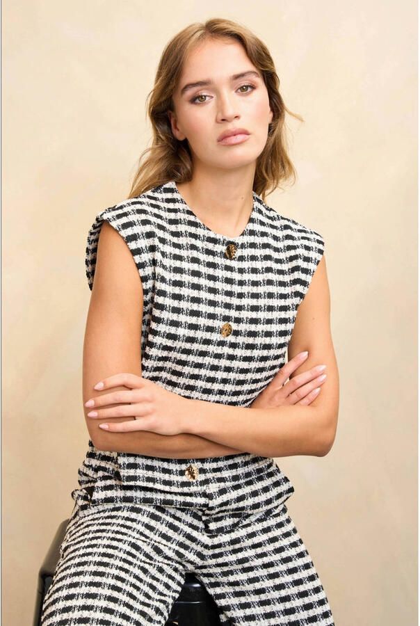 Lofty Manner geruit gilet zwart