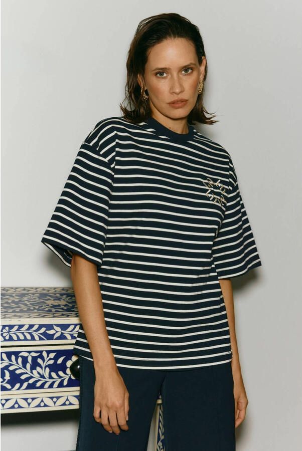 Lofty Manner gestreept T-shirt zwart