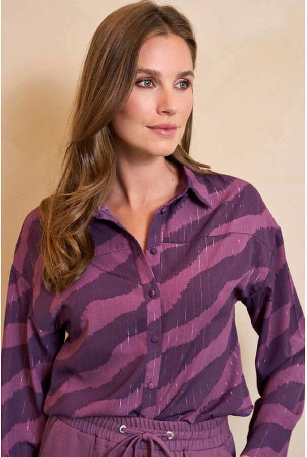 Lofty Manner gestreepte blouse paars