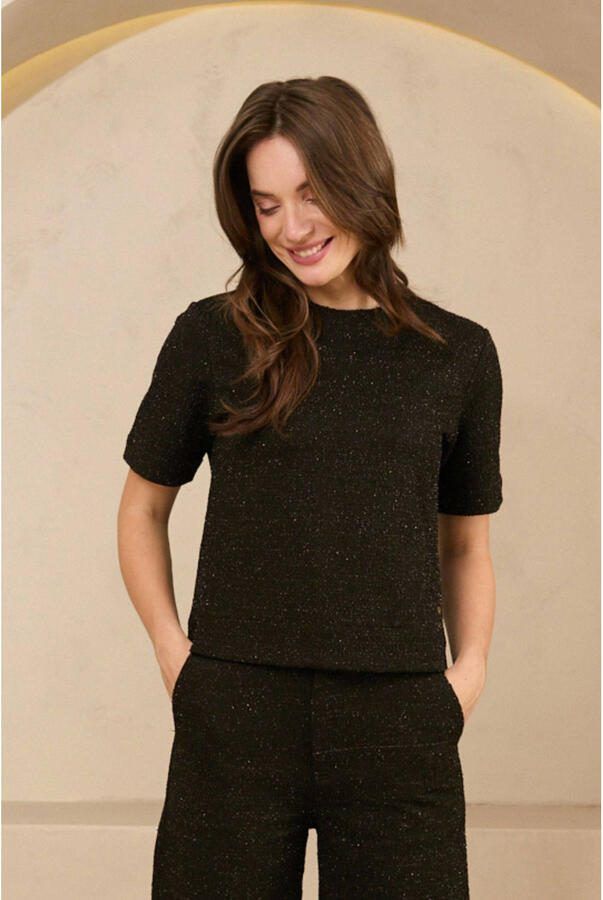 Lofty Manner glitter top zwart met glitter