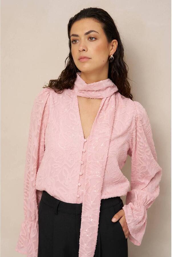 Lofty Manner jacquard blouse roze