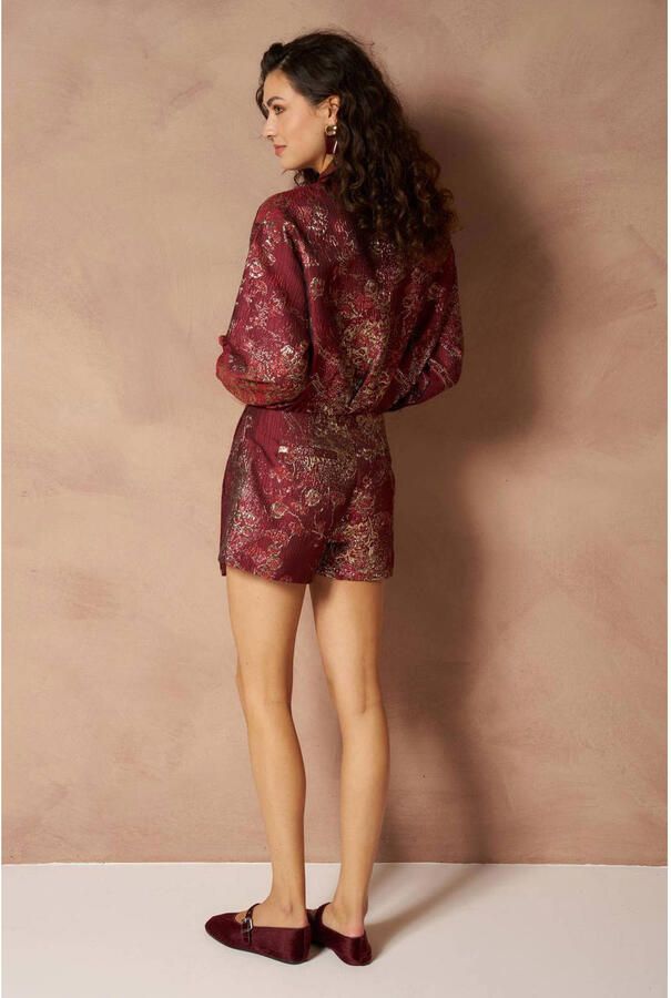 Lofty Manner jacquard bomberjack met glitters en print rood - Foto 2