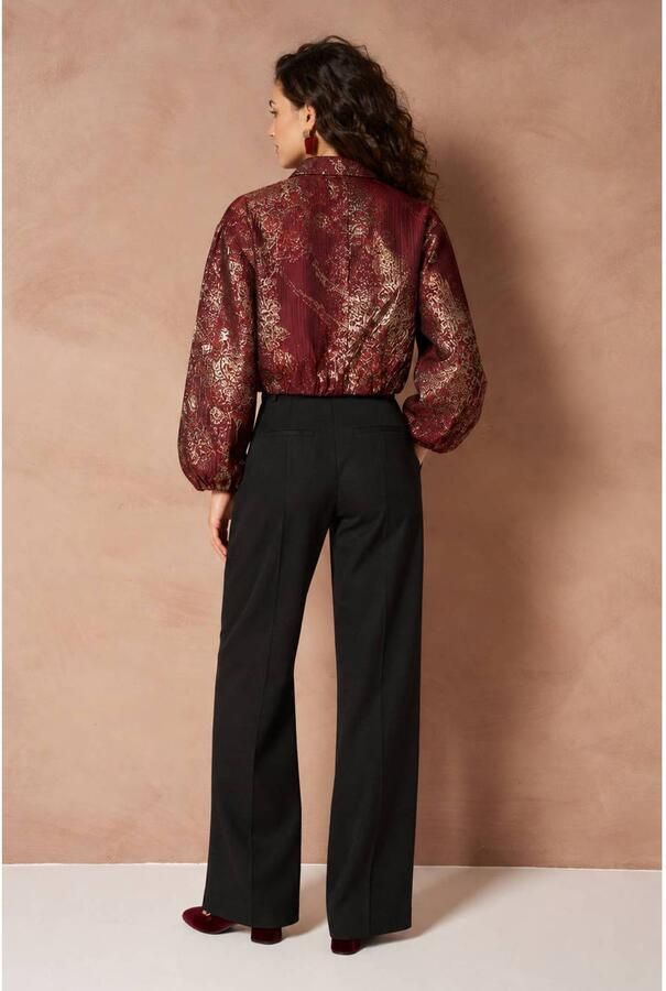 Lofty Manner jacquard bomberjack met glitters en print rood - Foto 3