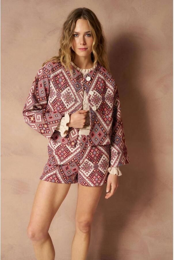 Lofty Manner jacquard bomberjack met print meerkleurig - Foto 3