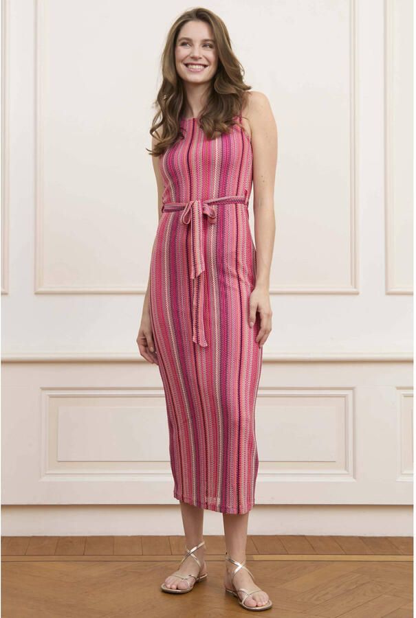 Lofty Manner Lange maxi jurk met streepprint roze