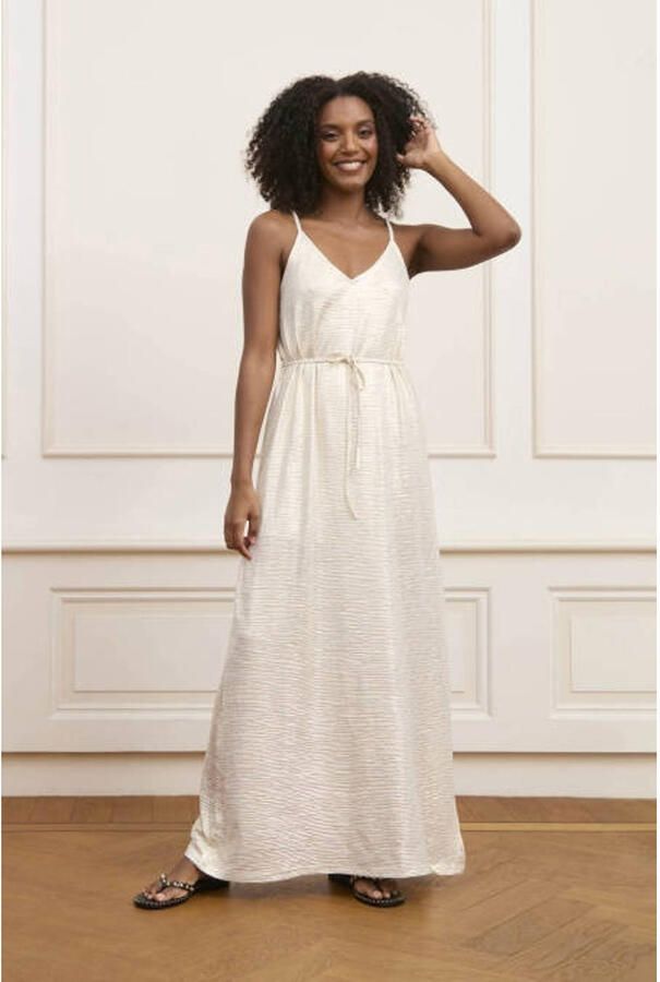Lofty Manner maxi jurk met ceintuur ecru - Foto 2