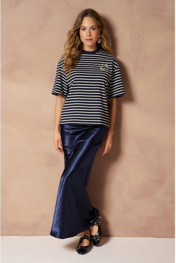 Lofty Manner midi rok donkerblauw