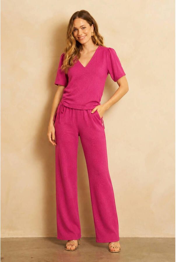 Lofty Manner regular waist broek fuchsia - Foto 2