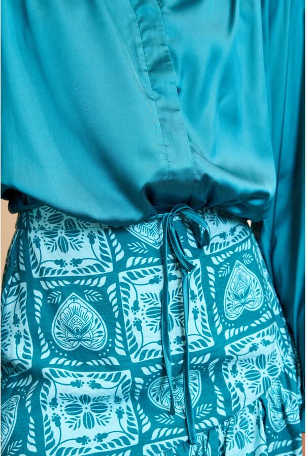 Lofty Manner satijnen blouse blauw