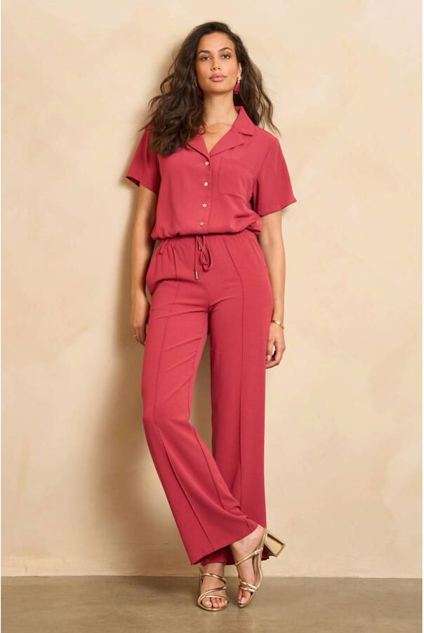 Lofty Manner Solana casual broek met Straight pasvorm rood