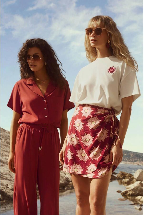 Lofty Manner Solana casual broek met Straight pasvorm rood - Foto 2