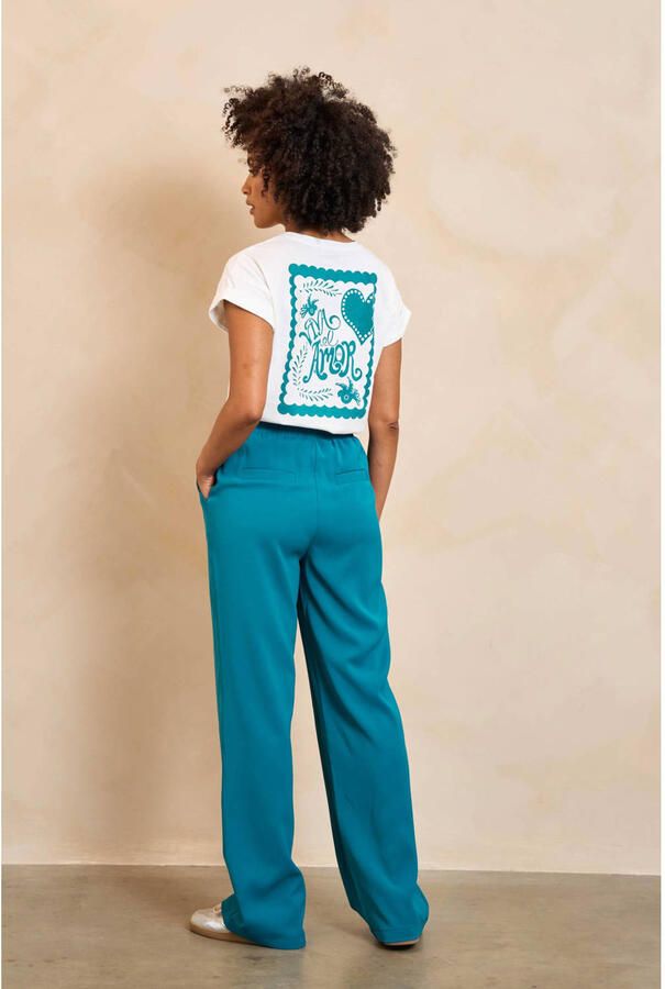 Lofty Manner straight high waist casual broek blauw - Foto 2