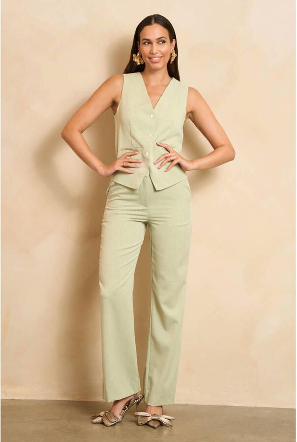 Lofty Manner straight regular waist broek mintgroen