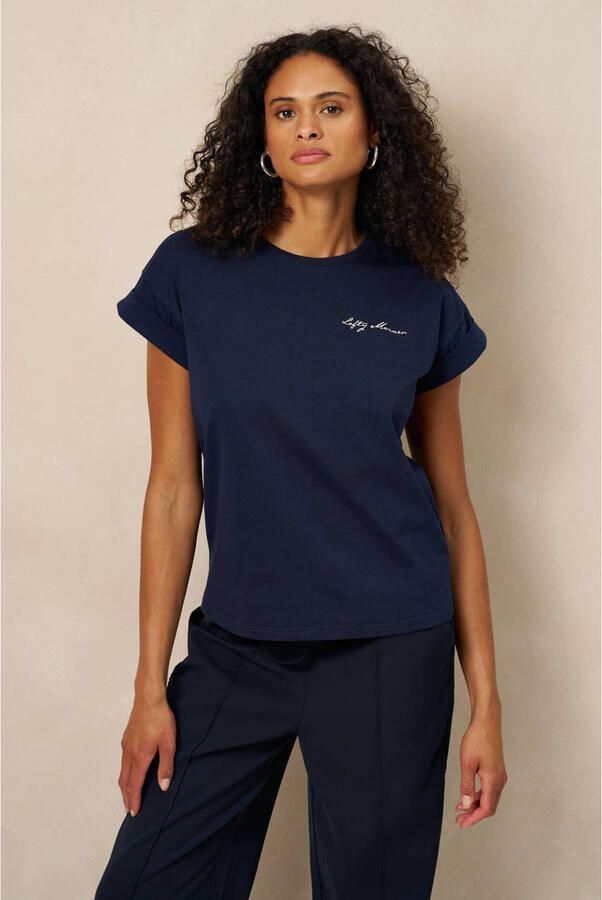 Lofty Manner T-shirt met backprint donkerblauw