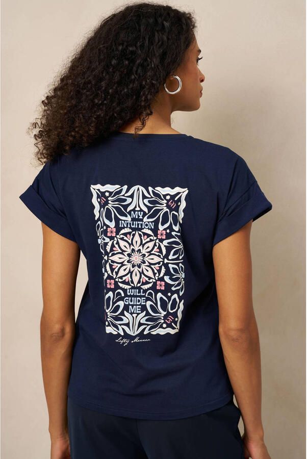 Lofty Manner T-shirt met backprint donkerblauw - Foto 3