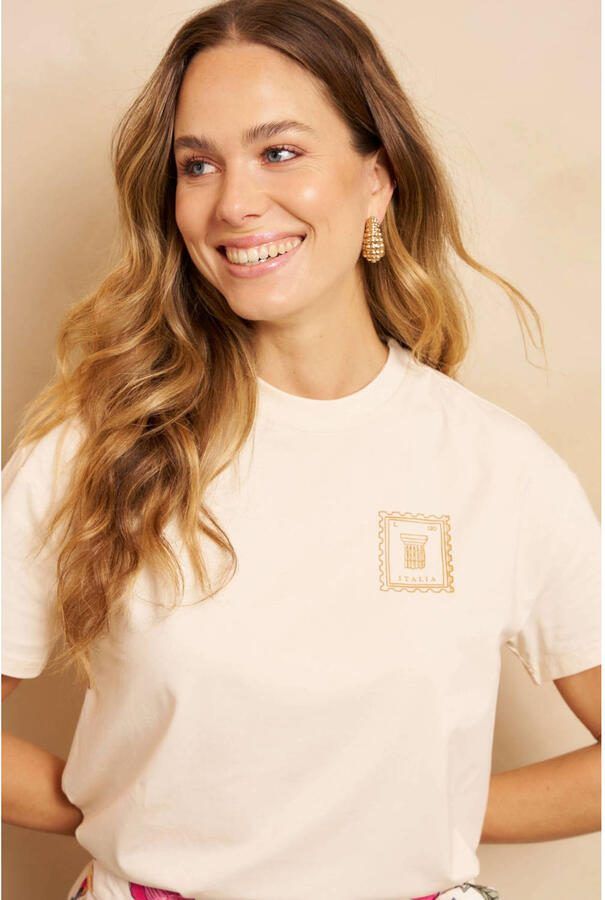 Lofty Manner T-shirt met backprint ecru