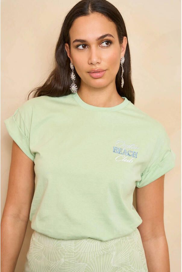 Lofty Manner T-shirt met backprint mintgroen