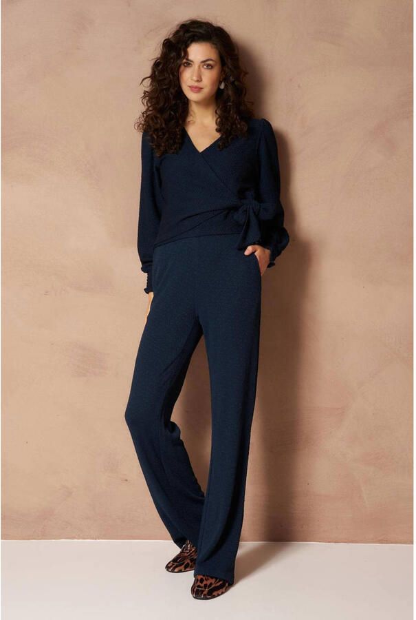 Lofty Manner wide leg broek donkerblauw