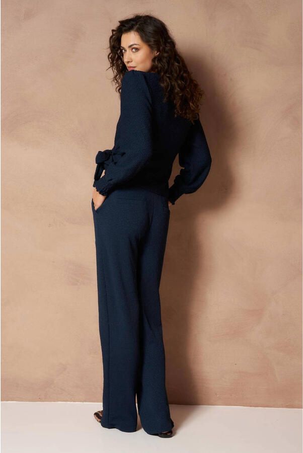 Lofty Manner wide leg broek donkerblauw - Foto 3