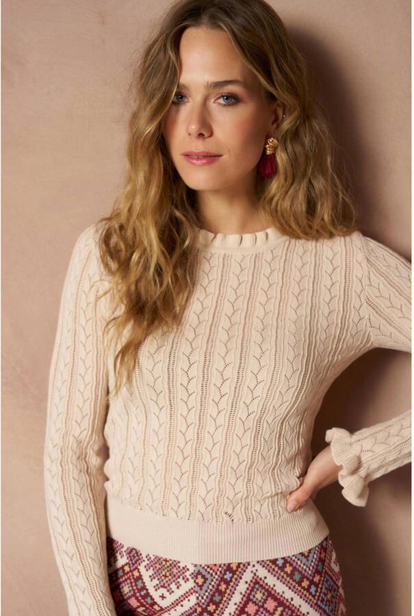 Lofty Manner top met ajourdetails beige