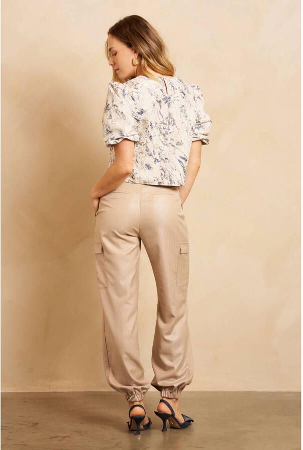 Lofty Manner top met print beige - Foto 3