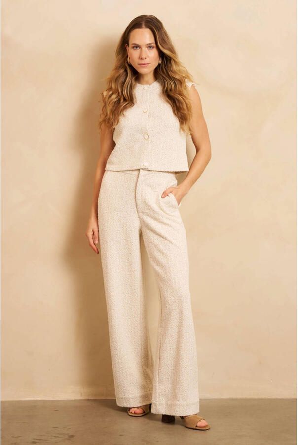 Lofty Manner wide leg broek met wol ecru