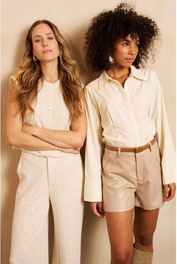 Lofty Manner wide leg broek met wol ecru - Foto 2
