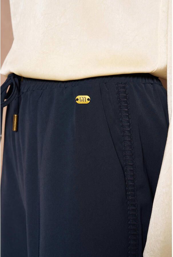 Lofty Manner wide leg casual broek donkerblauw - Foto 2