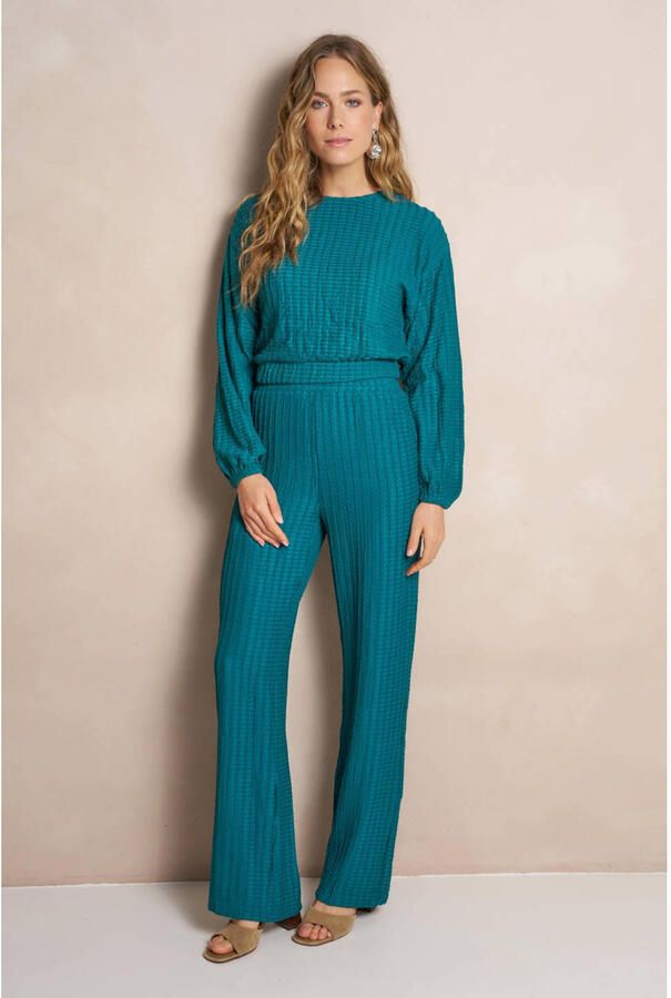Lofty Manner wide leg high waist casual broek blauw - Foto 2